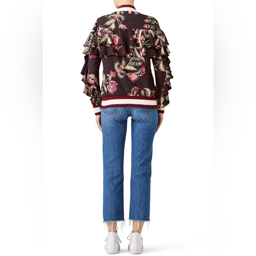 Pat BO Black Fiesta Ruffle Sleeve Bomber Jacket - Picture 2 of 5